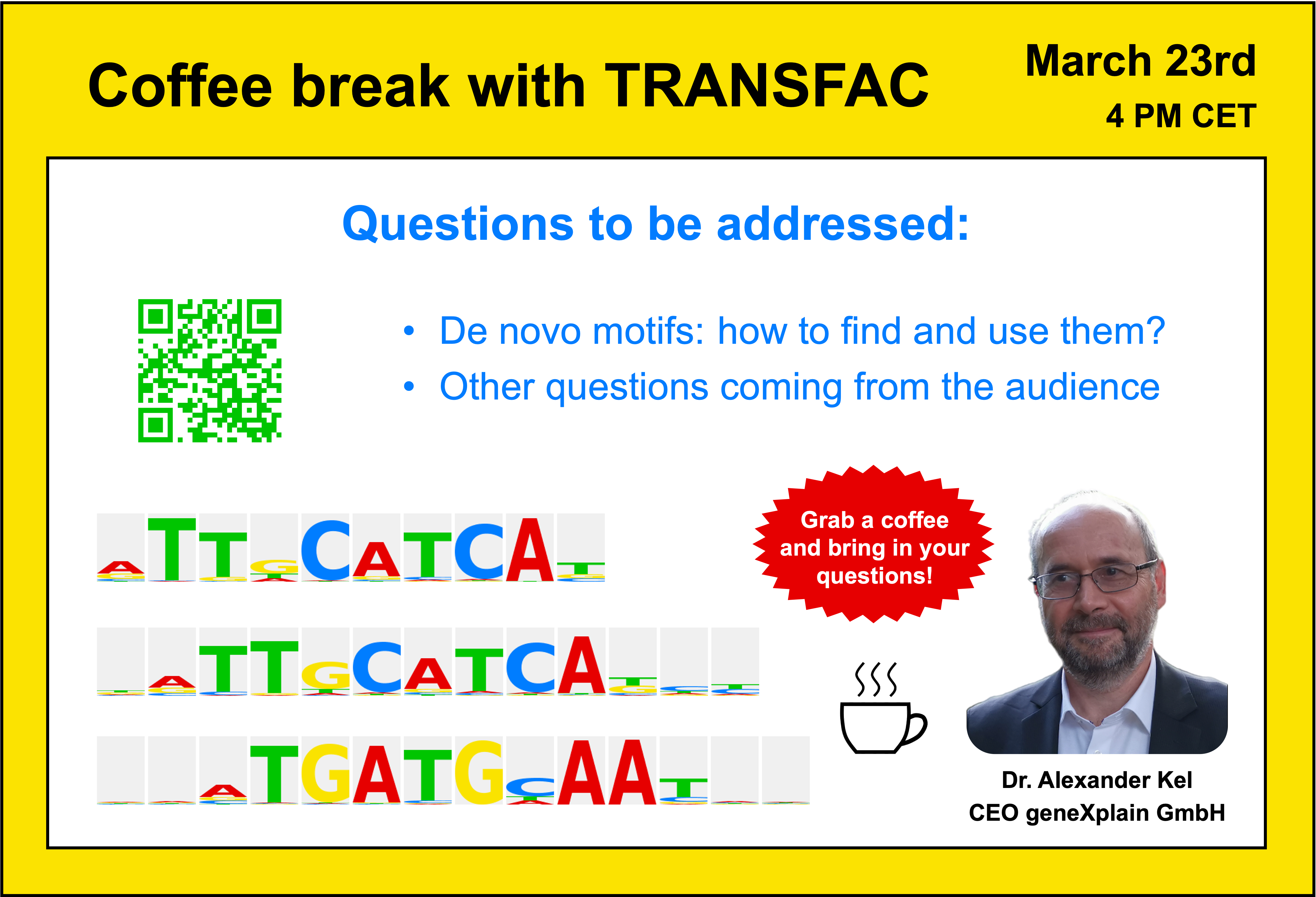 Coffee break with TRANSFAC March 23rd 4 PM CET
