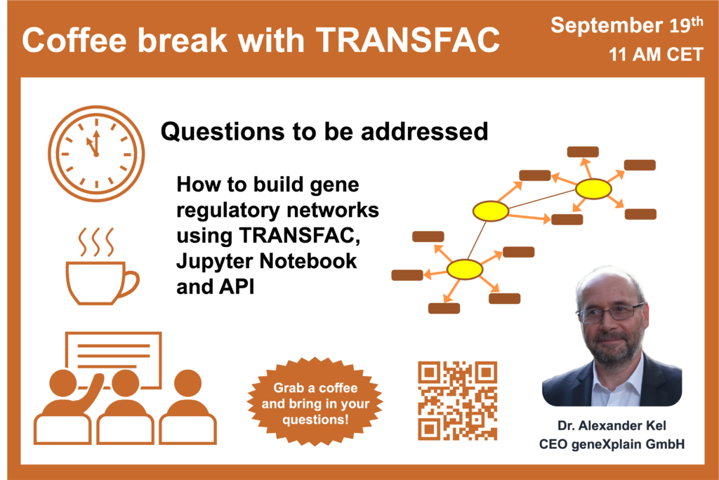 How to build gene regulatory networks 
using TRANSFAC, 
Jupyter Notebook
and API