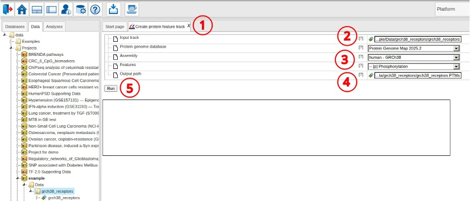 Protein Genome Map protein feature track extraction